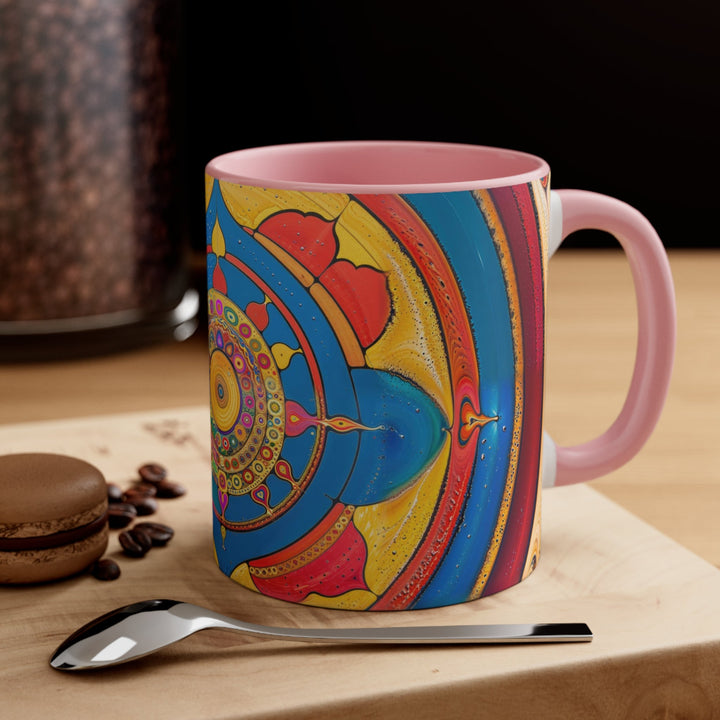 Vibrant Cosmic Spiral - Accent Coffee Mug - Mug - g(0D·IO) - Pink - 11oz -