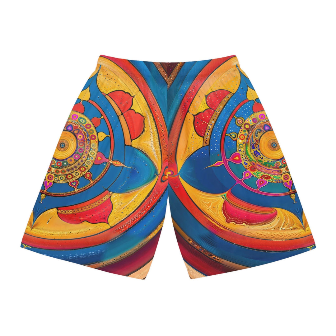 Vibrant Cosmic Spiral - AOP Basketball Shorts - All Over Prints - g(0D·IO) - Seam thread color automatically matched to design - XS -