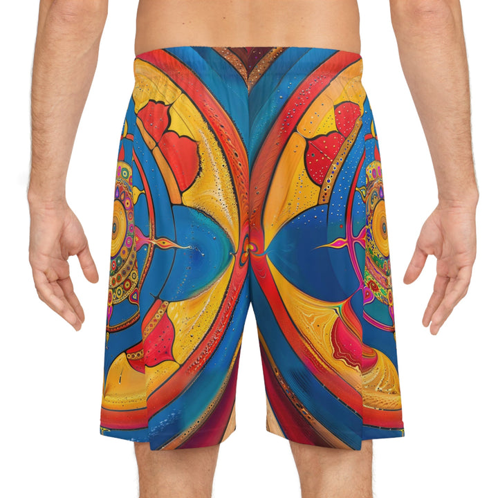 Vibrant Cosmic Spiral - AOP Basketball Shorts - All Over Prints - g(0D·IO) - Seam thread color automatically matched to design - XS -