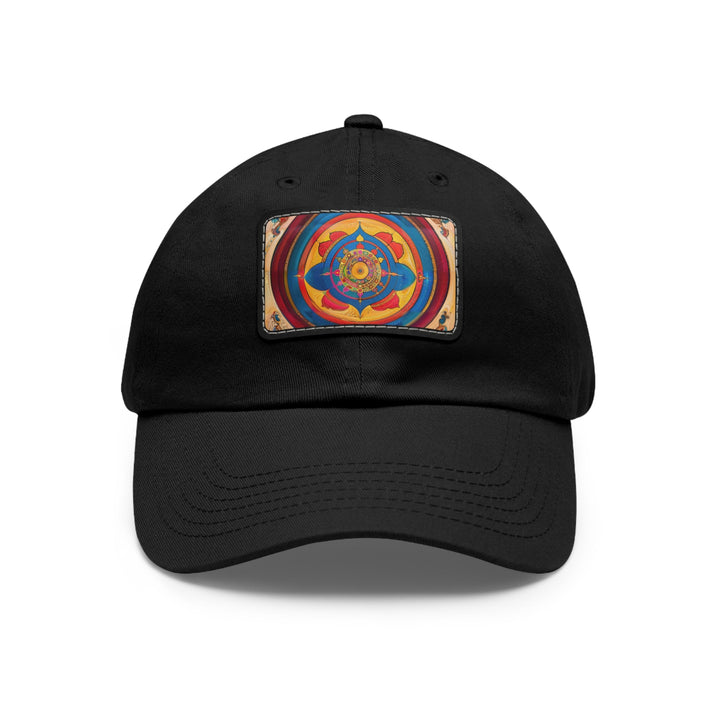 Vibrant Cosmic Spiral - Dad Hat - Hats - g(0D·IO) - Black / Black patch - Rectangle - One size