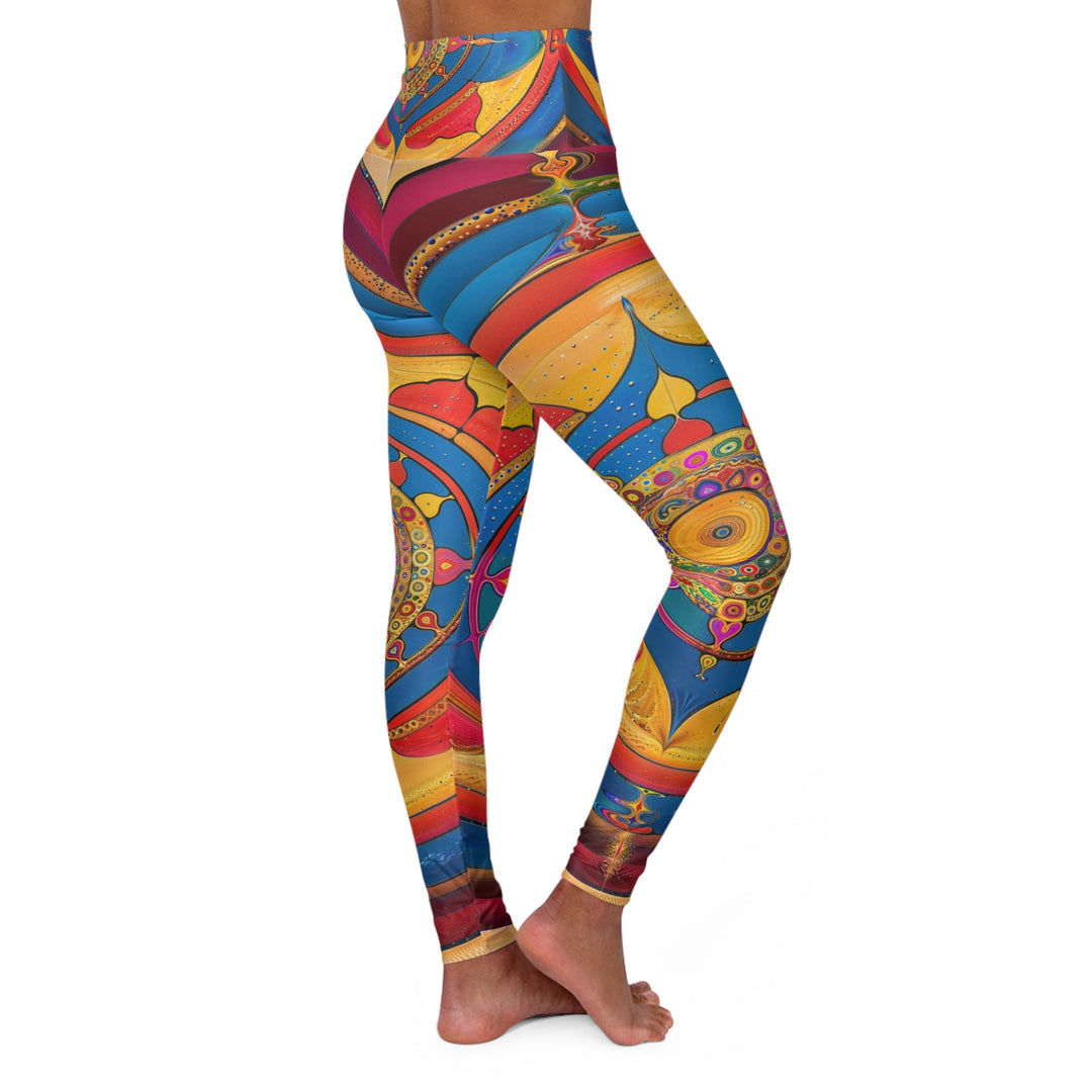 Vibrant Cosmic Spiral - High Waisted AOP Yoga Leggings - All Over Prints - g(0D·IO) - XS - -