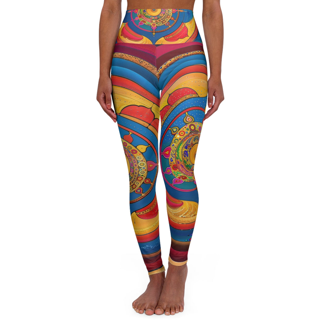 Vibrant Cosmic Spiral - High Waisted AOP Yoga Leggings - All Over Prints - g(0D·IO) - XS - -