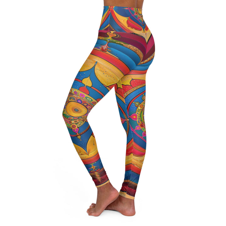 Vibrant Cosmic Spiral - High Waisted AOP Yoga Leggings - All Over Prints - g(0D·IO) - XS - -