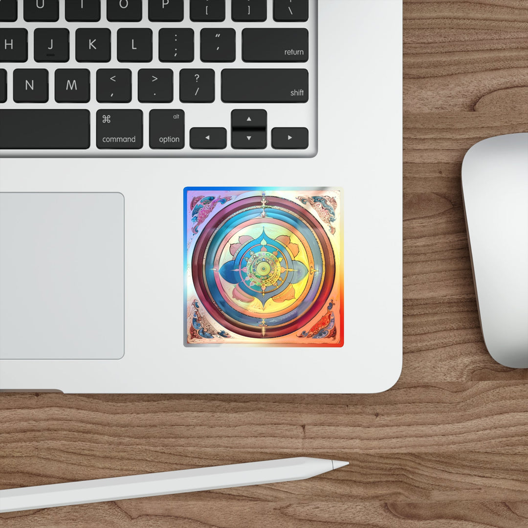 Vibrant Cosmic Spiral - Holographic Die-Cut Sticker - Paper products - g(0D·IO) - 5" × 5" - Die-Cut - Holographic