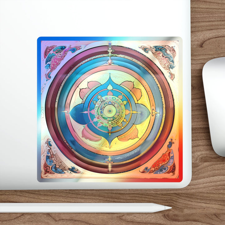 Vibrant Cosmic Spiral - Holographic Die-Cut Sticker - Paper products - g(0D·IO) - 5" × 5" - Die-Cut - Holographic