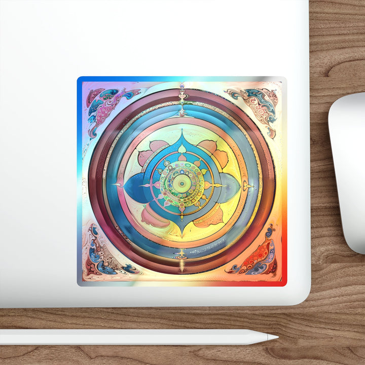 Vibrant Cosmic Spiral - Holographic Die-Cut Sticker - Paper products - g(0D·IO) - 5" × 5" - Die-Cut - Holographic