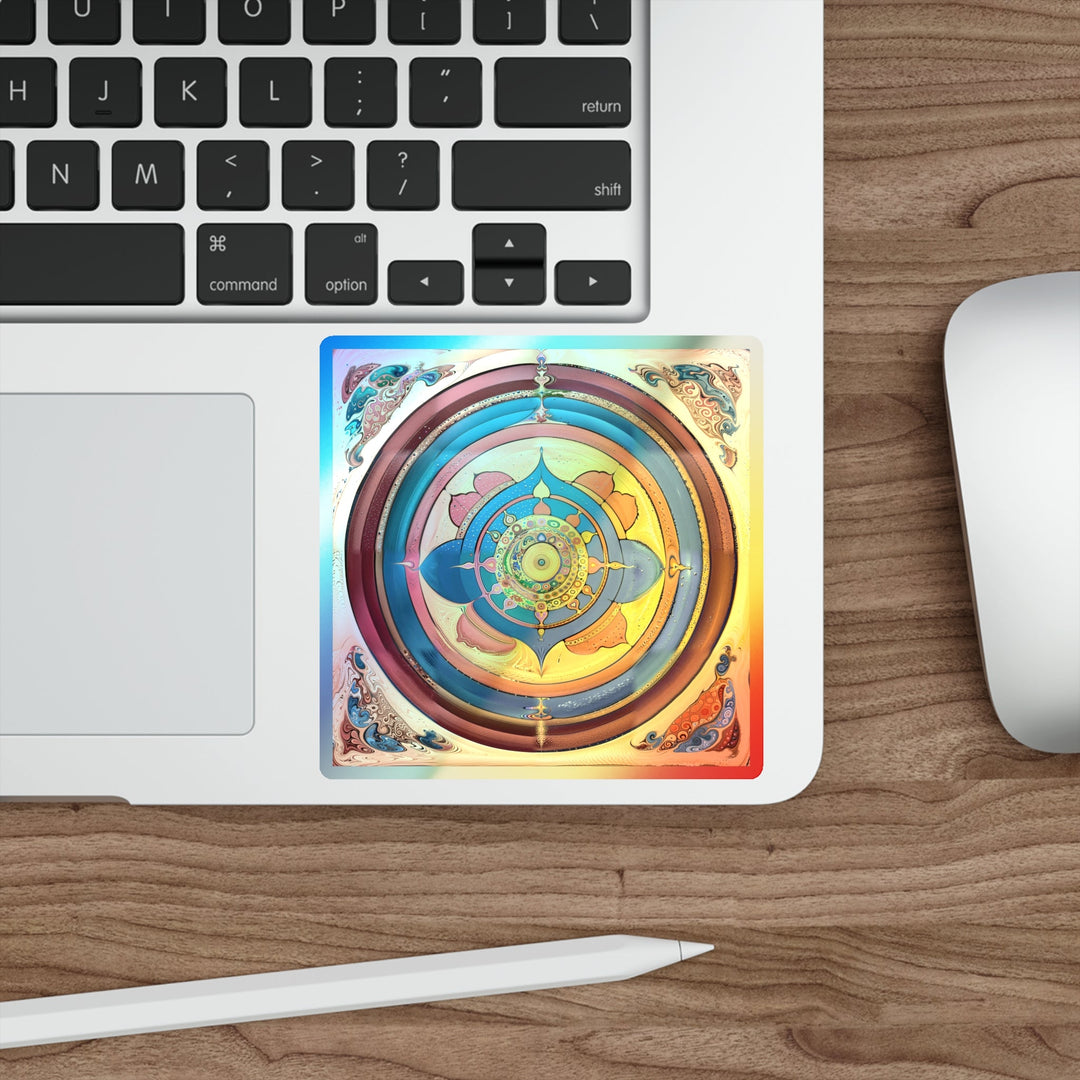 Vibrant Cosmic Spiral - Holographic Die-Cut Sticker - Paper products - g(0D·IO) - 5" × 5" - Die-Cut - Holographic