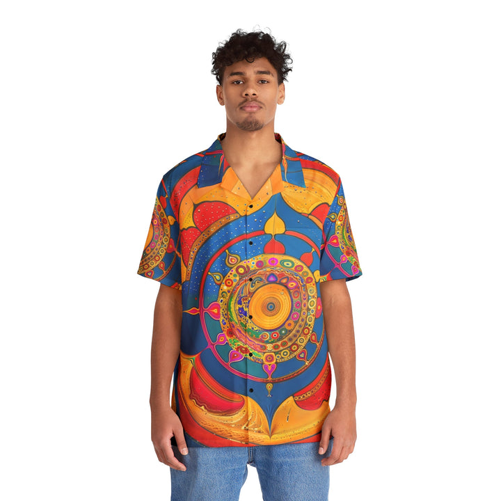 Vibrant Cosmic Spiral - Men's Hawaiian Shirt - All Over Prints - g(0D·IO) - S - Black -