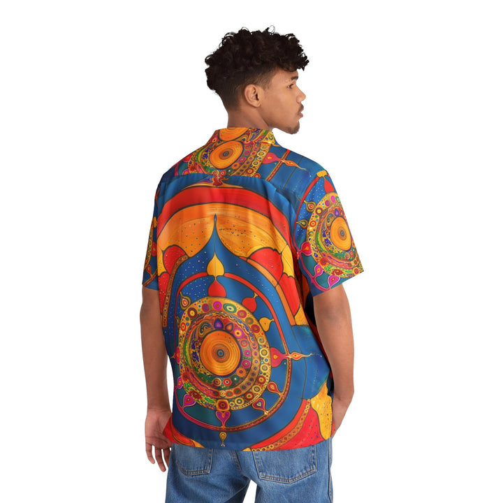 Vibrant Cosmic Spiral - Men's Hawaiian Shirt - All Over Prints - g(0D·IO) - S - Black -