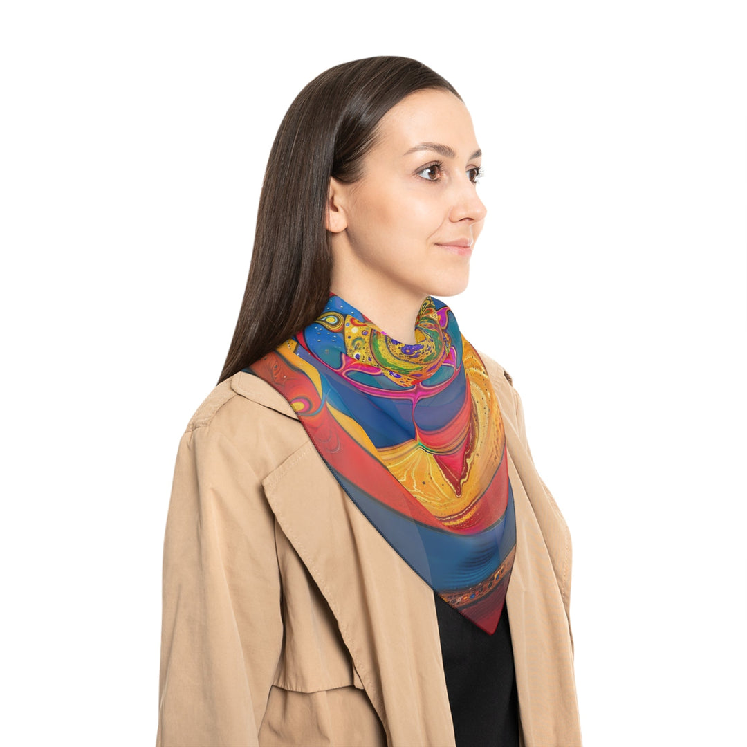 Vibrant Cosmic Spiral - Poly Scarf - Accessories - g(0D·IO) - Poly chiffon - 50" × 50" -