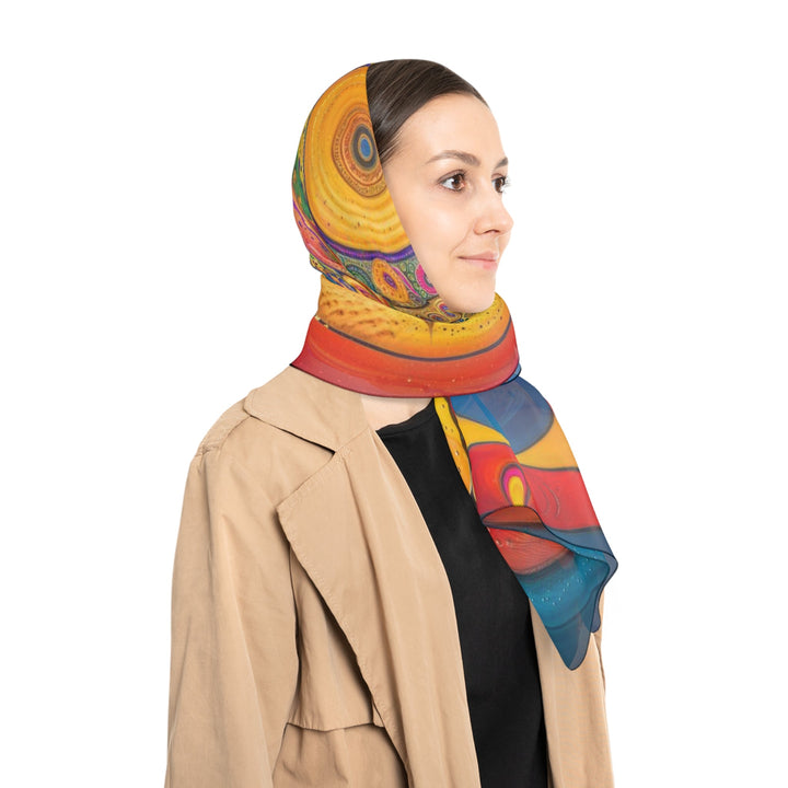 Vibrant Cosmic Spiral - Poly Scarf - Accessories - g(0D·IO) - Poly chiffon - 50" × 50" -