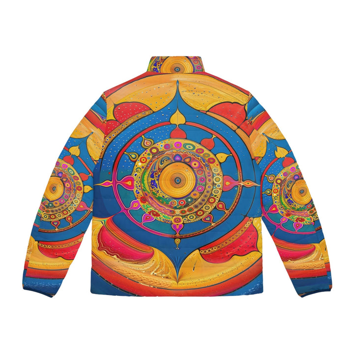 Vibrant Cosmic Spiral - Puffer Jacket - All Over Prints - g(0D·IO) - S - Black zipper -