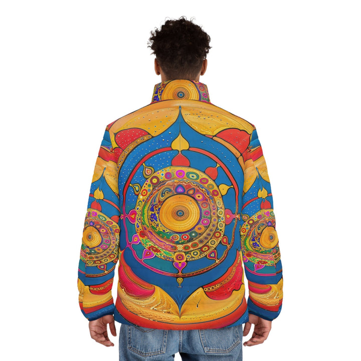 Vibrant Cosmic Spiral - Puffer Jacket - All Over Prints - g(0D·IO) - S - Black zipper -