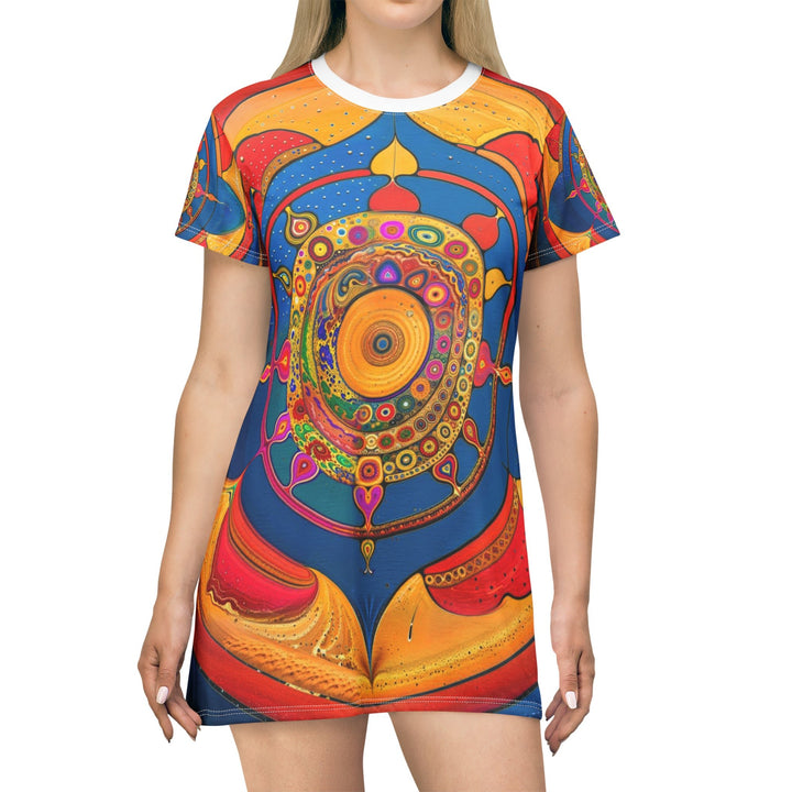 Vibrant Cosmic Spiral - T-Shirt Dress - All Over Prints - g(0D·IO) - XS - -