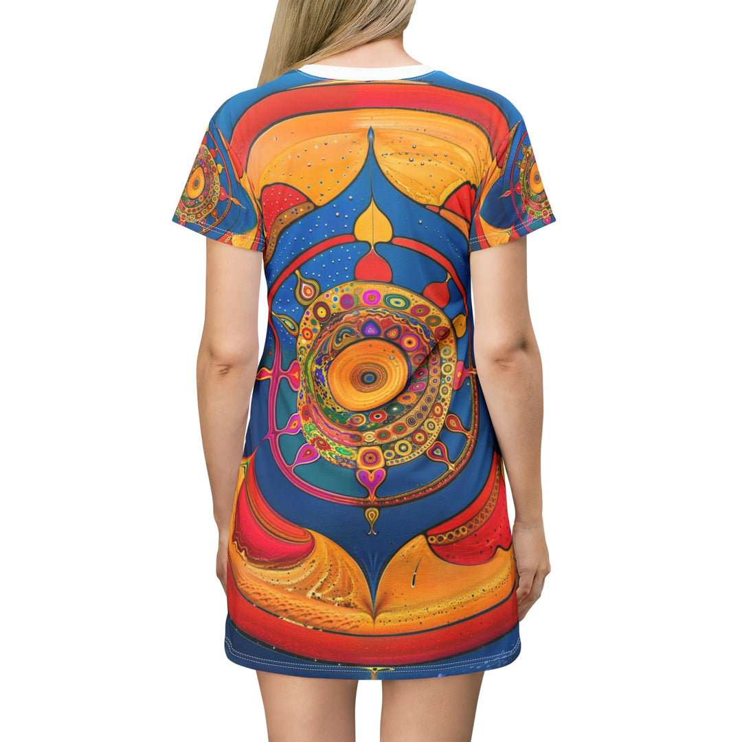 Vibrant Cosmic Spiral - T-Shirt Dress - All Over Prints - g(0D·IO) - XS - -