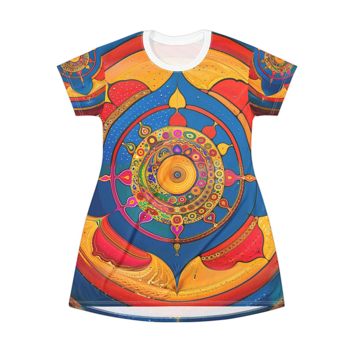 Vibrant Cosmic Spiral - T-Shirt Dress - All Over Prints - g(0D·IO) - XS - -