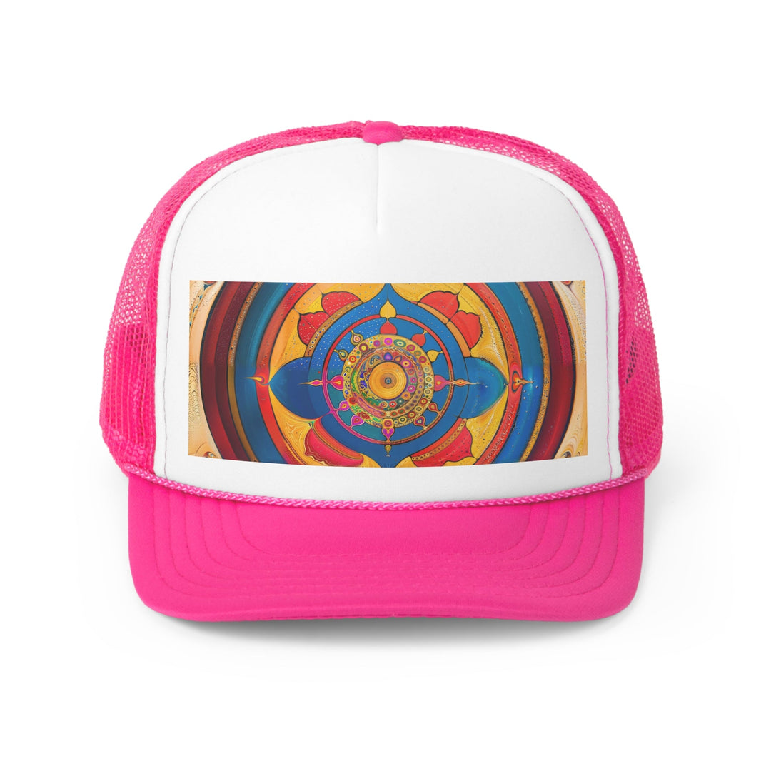 Vibrant Cosmic Spiral - Trucker Hat - Hats - g(0D·IO) - Pink - One size -