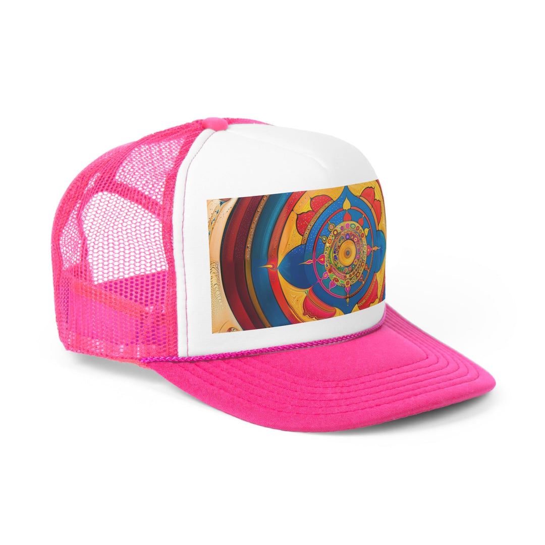 Vibrant Cosmic Spiral - Trucker Hat - Hats - g(0D·IO) - Pink - One size -