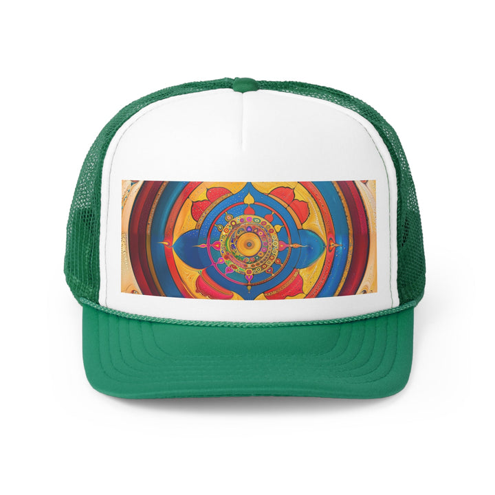 Vibrant Cosmic Spiral - Trucker Hat - Hats - g(0D·IO) - Green - One size -