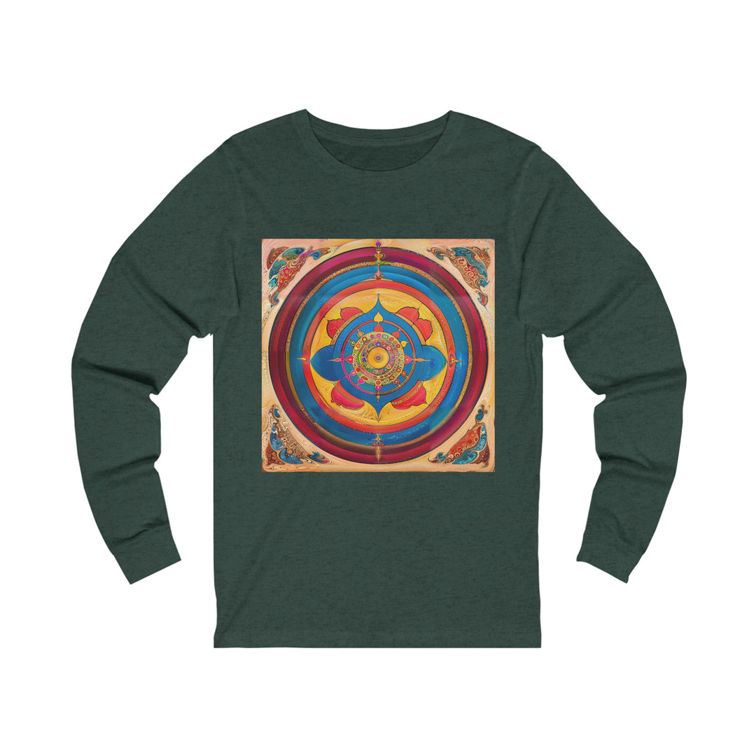 Vibrant Cosmic Spiral - Unisex Jersey Long Sleeve Tee - Long-sleeve - g(0D·IO) - S - Heather Forest -