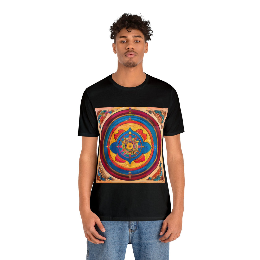 Vibrant Cosmic Spiral - Unisex Jersey Short Sleeve Tee - T-Shirt - g(0D·IO) - Black - S -