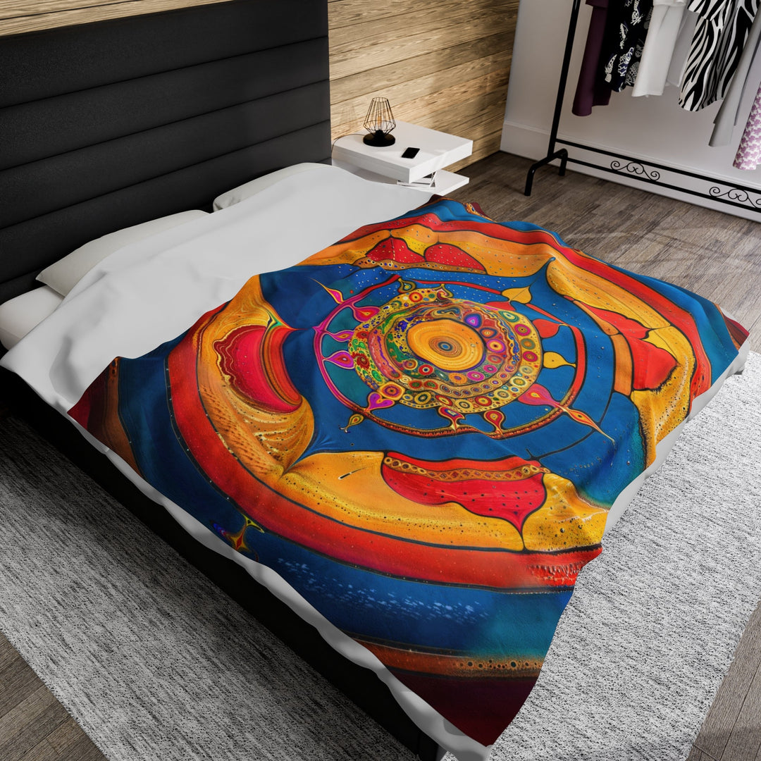 Vibrant Cosmic Spiral - Velveteen Plush Blanket - All Over Prints - g(0D·IO) - 30" × 40" - -