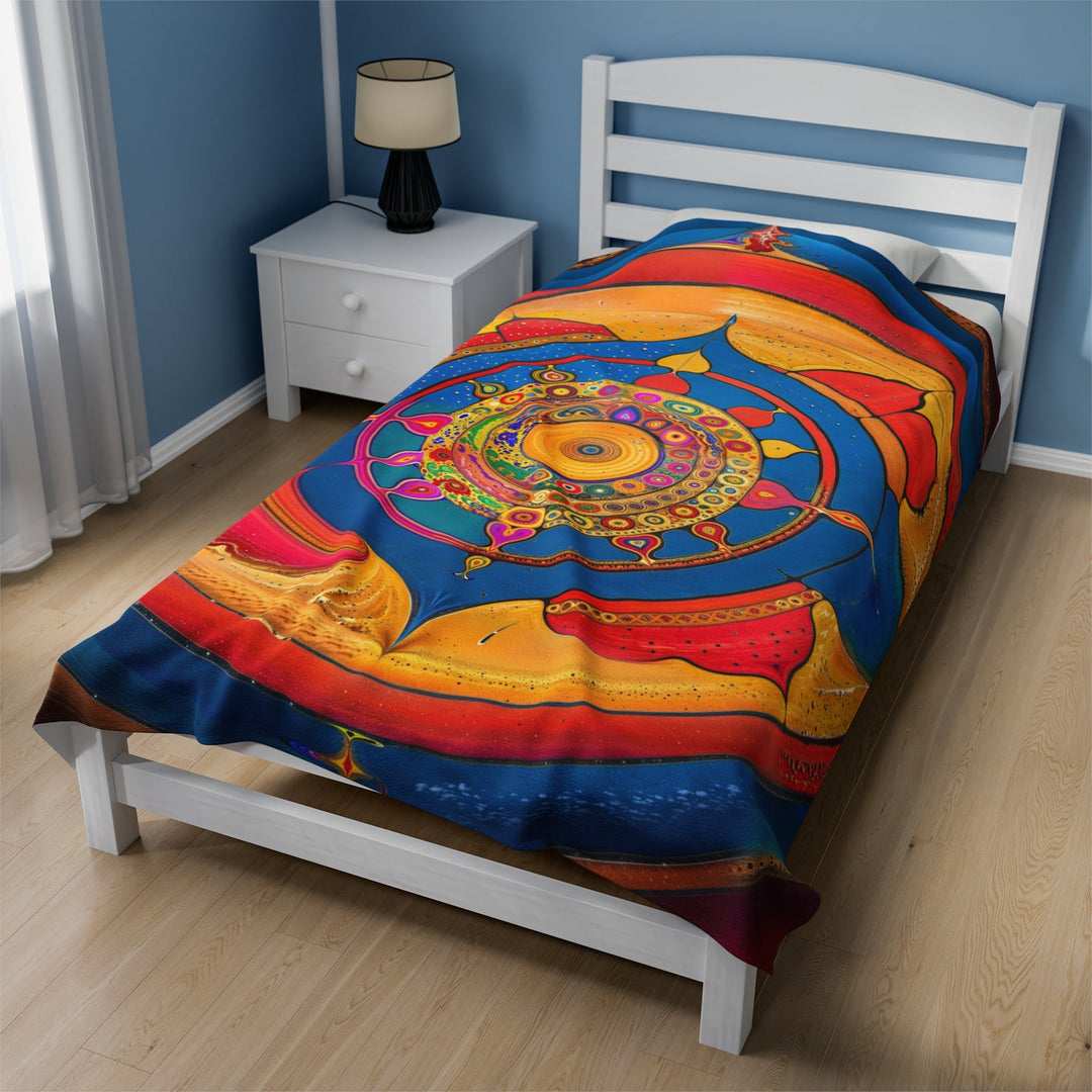 Vibrant Cosmic Spiral - Velveteen Plush Blanket - All Over Prints - g(0D·IO) - 30" × 40" - -