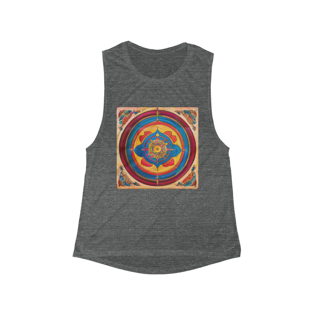 Vibrant Cosmic Spiral - Women's Flowy Scoop Muscle Tank - Tank Top - g(0D·IO) - S - Asphalt Slub -