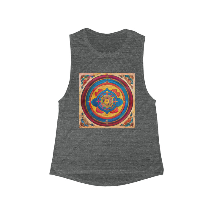 Vibrant Cosmic Spiral - Women's Flowy Scoop Muscle Tank - Tank Top - g(0D·IO) - S - Asphalt Slub -