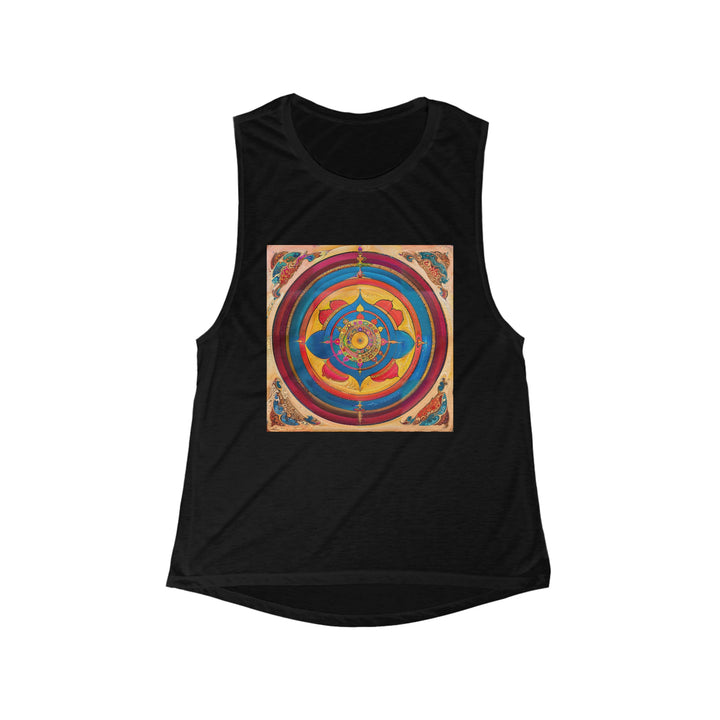 Vibrant Cosmic Spiral - Women's Flowy Scoop Muscle Tank - Tank Top - g(0D·IO) - S - Black -