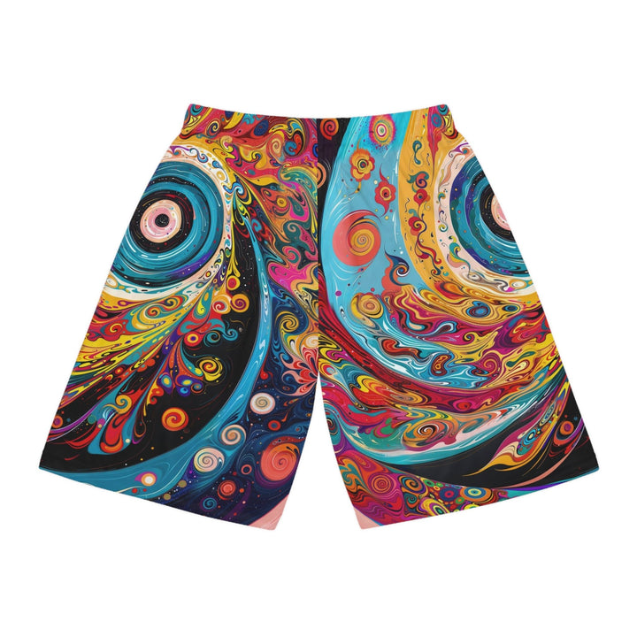 Vibrant Cosmic Swirl - AOP Basketball Shorts - All Over Prints - g(0D·IO) - Seam thread color automatically matched to design - XS -