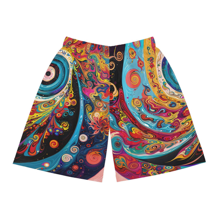 Vibrant Cosmic Swirl - AOP Basketball Shorts - All Over Prints - g(0D·IO) - Seam thread color automatically matched to design - XS -