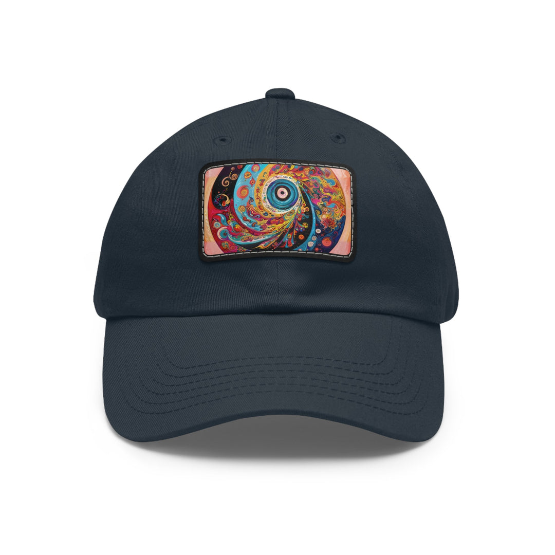 Vibrant Cosmic Swirl - Dad Hat - Hats - g(0D·IO) - Navy / Black patch - Rectangle - One size