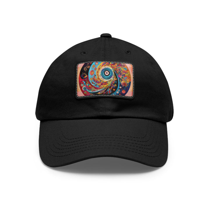 Vibrant Cosmic Swirl - Dad Hat - Hats - g(0D·IO) - Black / Black patch - Rectangle - One size