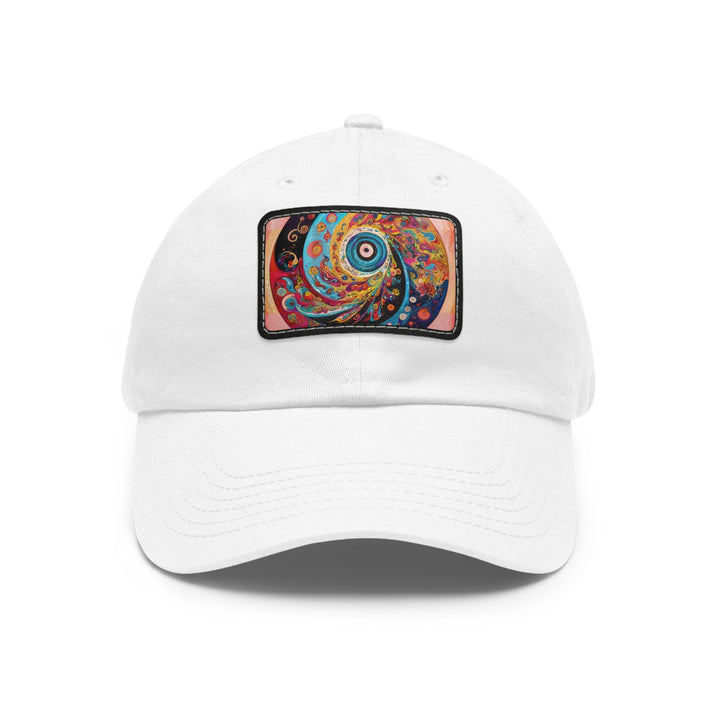 Vibrant Cosmic Swirl - Dad Hat - Hats - g(0D·IO) - White / Black patch - Rectangle - One size