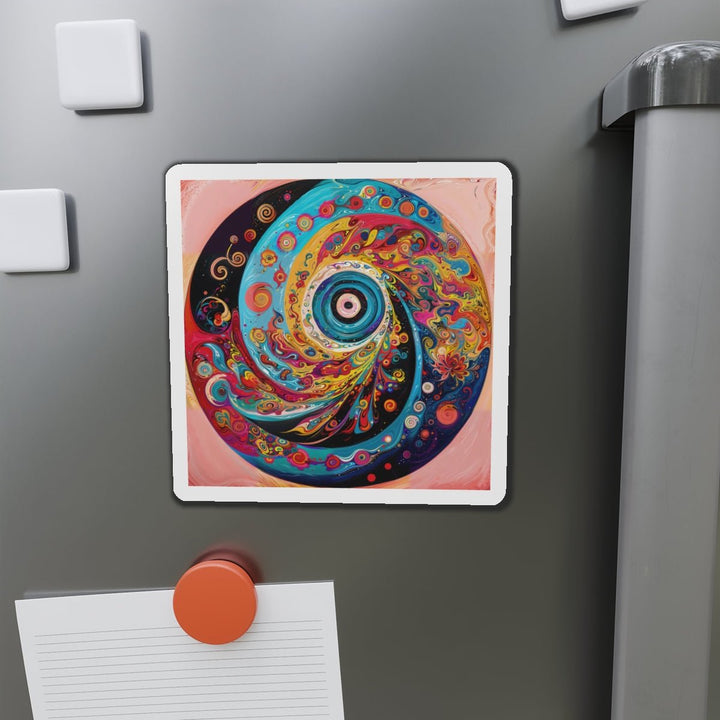 Vibrant Cosmic Swirl - Die-cut Magnet - Home Decor - g(0D·IO) - 6 × 6" - Die-Cut - 1 pc
