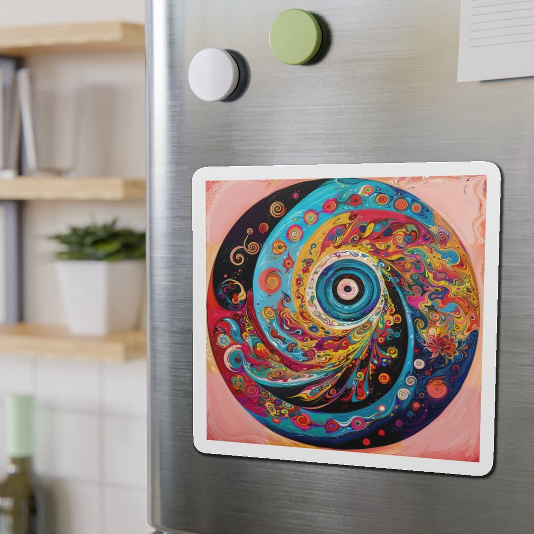 Vibrant Cosmic Swirl - Die-cut Magnet - Home Decor - g(0D·IO) - 6 × 6" - Die-Cut - 1 pc