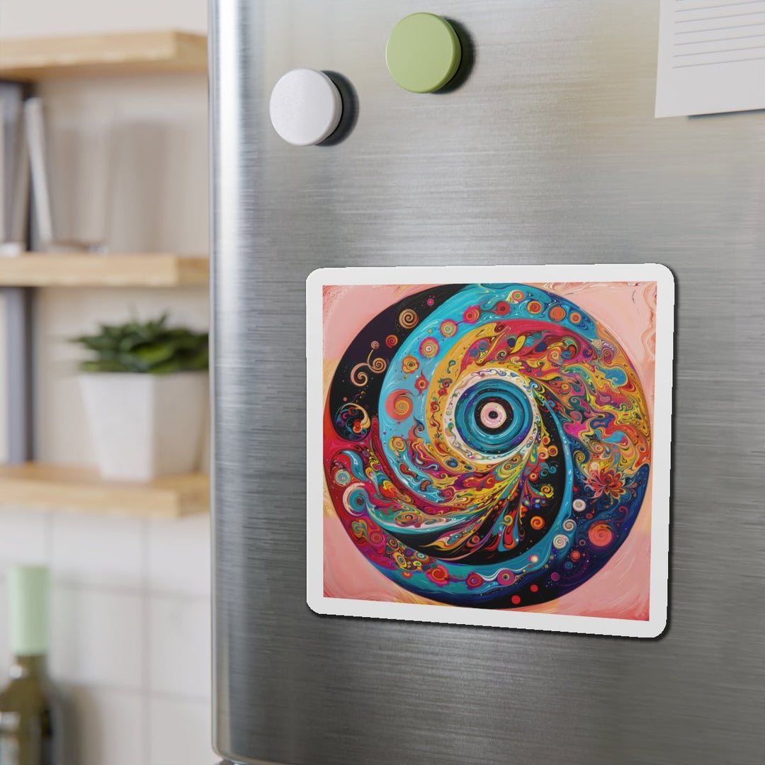 Vibrant Cosmic Swirl - Die-cut Magnet - Home Decor - g(0D·IO) - 6 × 6" - Die-Cut - 1 pc