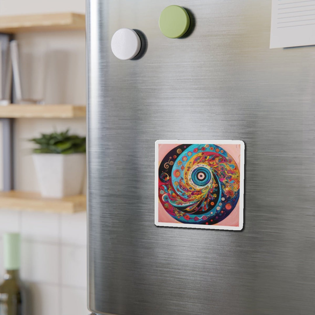 Vibrant Cosmic Swirl - Die-cut Magnet - Home Decor - g(0D·IO) - 6 × 6" - Die-Cut - 1 pc