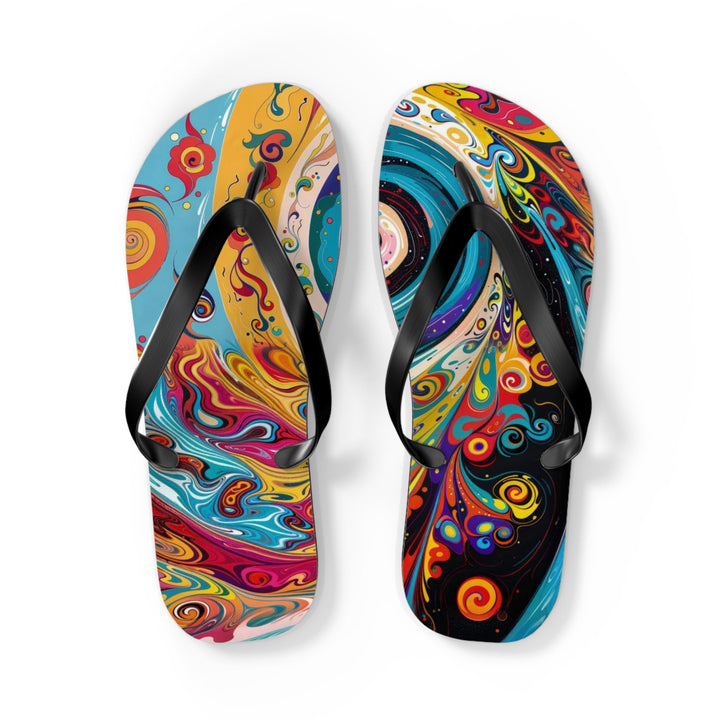 Vibrant Cosmic Swirl - Flip Flops - Shoes - g(0D·IO) - L - Black sole -