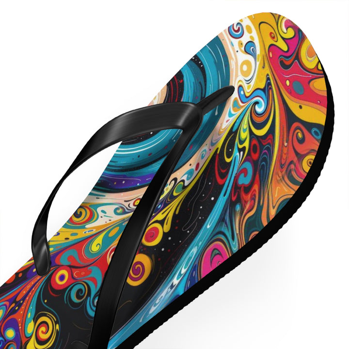 Vibrant Cosmic Swirl - Flip Flops - Shoes - g(0D·IO) - XL - Black sole -