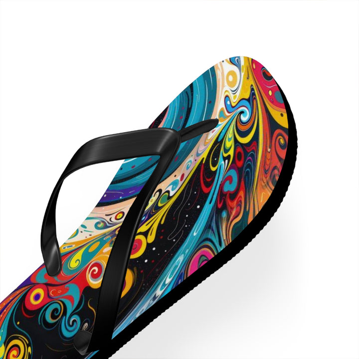 Vibrant Cosmic Swirl - Flip Flops - Shoes - g(0D·IO) - XL - Black sole -