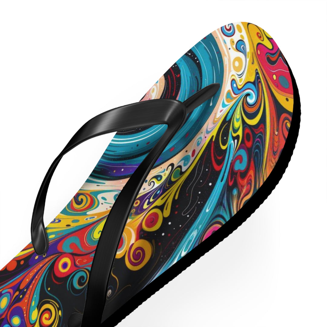 Vibrant Cosmic Swirl - Flip Flops - Shoes - g(0D·IO) - XL - Black sole -