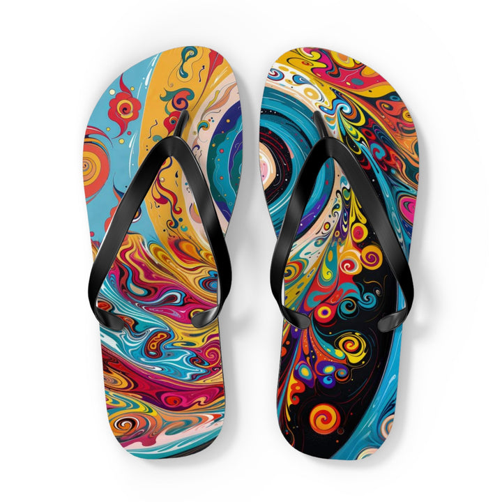 Vibrant Cosmic Swirl - Flip Flops - Shoes - g(0D·IO) - XL - Black sole -