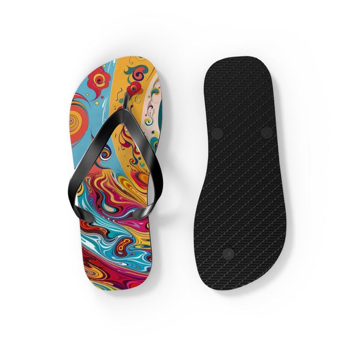 Vibrant Cosmic Swirl - Flip Flops - Shoes - g(0D·IO) - XL - Black sole -