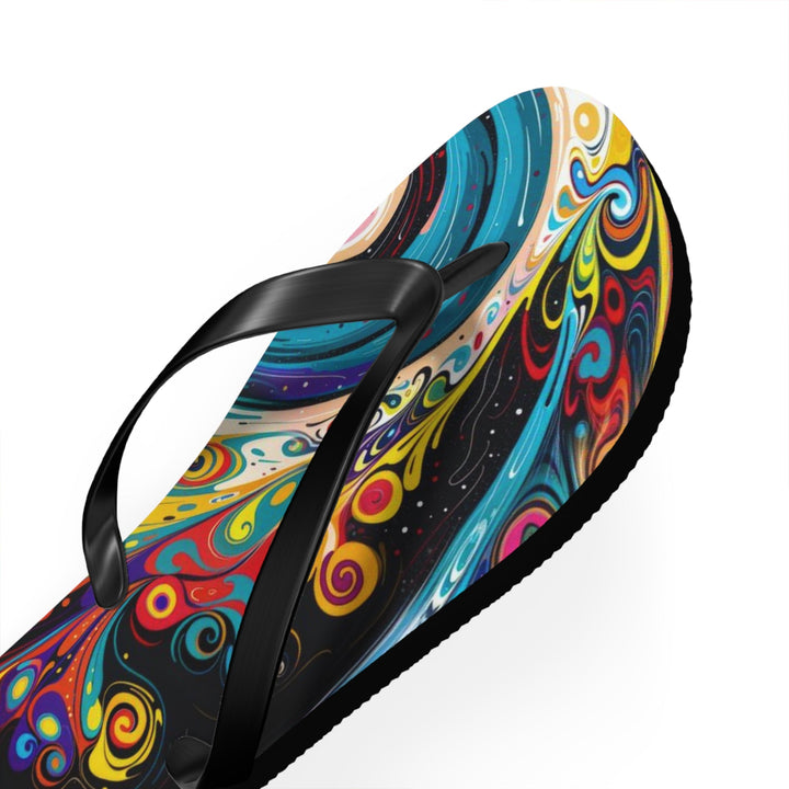 Vibrant Cosmic Swirl - Flip Flops - Shoes - g(0D·IO) - XL - Black sole -