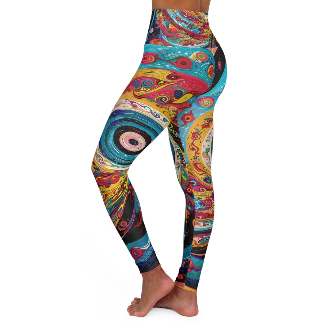 Vibrant Cosmic Swirl - High Waisted AOP Yoga Leggings - All Over Prints - g(0D·IO) - XS - -