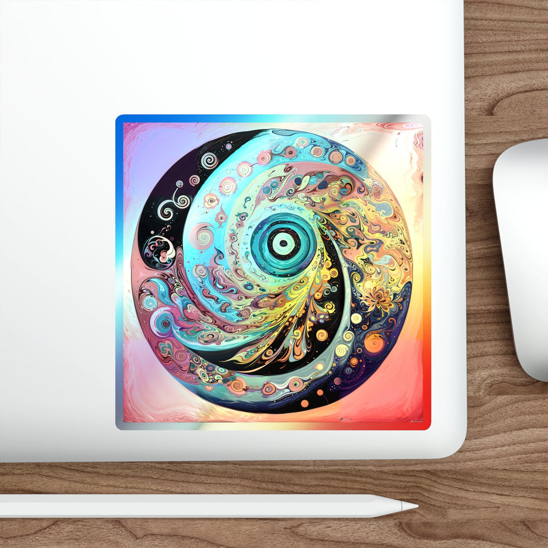 Vibrant Cosmic Swirl - Holographic Die-Cut Sticker - Paper products - g(0D·IO) - 5" × 5" - Die-Cut - Holographic