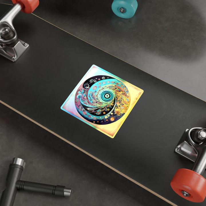 Vibrant Cosmic Swirl - Holographic Die-Cut Sticker - Paper products - g(0D·IO) - 5" × 5" - Die-Cut - Holographic