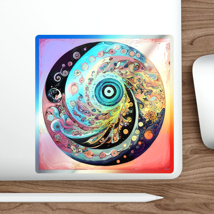 Vibrant Cosmic Swirl - Holographic Die-Cut Sticker - Paper products - g(0D·IO) - 5" × 5" - Die-Cut - Holographic